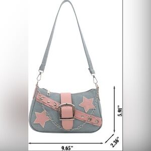 Stylish Pink and Blue denim Women's Bag Y2K Star NWOT​